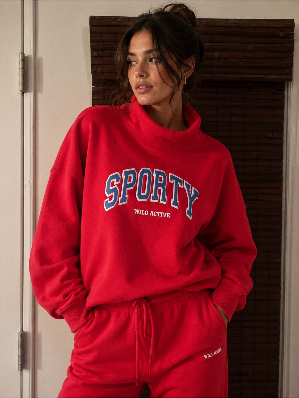 Wilo The Label mock neck sweatshirt and shorts set with a
"SPORTY" logo,nwt szL